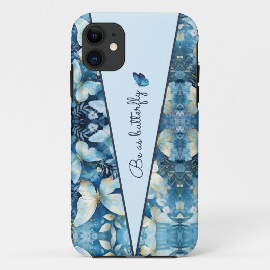 Muster Blue Butterfly iPhone Case (Rückseite)