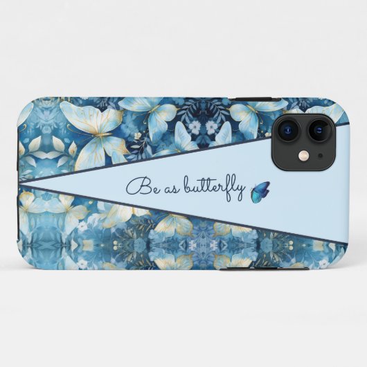 Muster Blue Butterfly iPhone Case (Rückseite (Horizontal))
