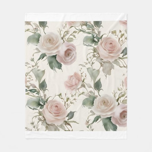 Muster blühender Rose Fleecedecke (Vorderseite)