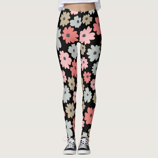 Muster Blume Farblich Vintag Leggings (Vorderseite)