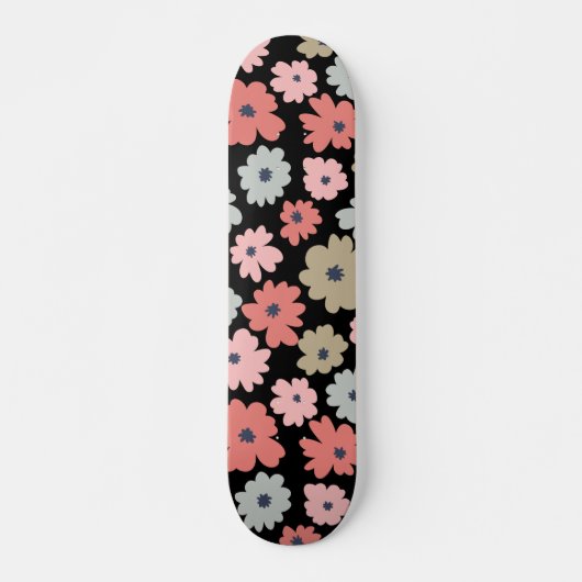 Muster Blume Farblich Vintag Skateboard (Vorne)