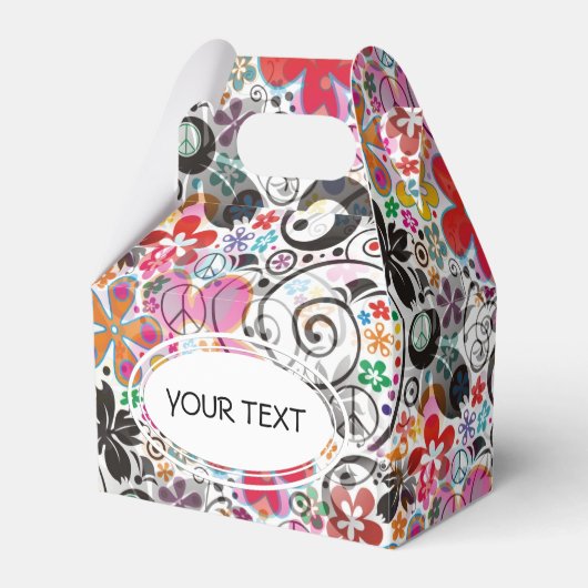 Muster - Blume Power Frieden + Ihr Text Geschenkschachtel (Vorderseite)