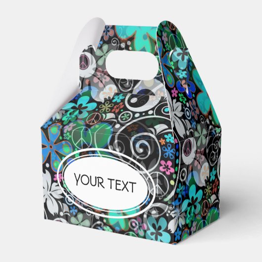 Muster - Blume Power schwarz + Text Geschenkschachtel (Vorderseite)