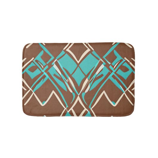 Muster Boho Brown und Turquoise geometrische Forme Badematte (Vorderseite)