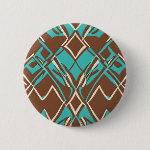 Muster Boho Brown und Turquoise geometrische Forme Button