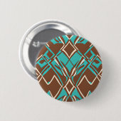 Muster Boho Brown und Turquoise geometrische Forme Button (Vorne & Hinten)