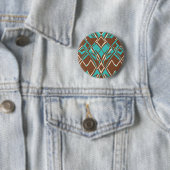 Muster Boho Brown und Turquoise geometrische Forme Button (Beispiel)