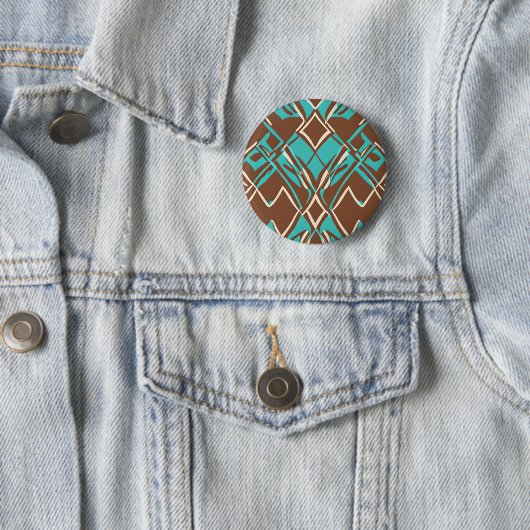 Muster Boho Brown und Turquoise geometrische Forme Button (Beispiel)