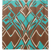 Muster Boho Brown und Turquoise geometrische Forme Duschvorhang (Vorderseite)