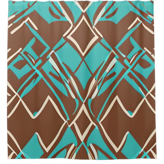 Muster Boho Brown und Turquoise geometrische Forme Duschvorhang (Vorderseite)