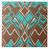Muster Boho Brown und Turquoise geometrische Forme Fliese (Vorderseite)