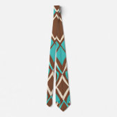 Muster Boho Brown und Turquoise geometrische Forme Krawatte (Rückseite)
