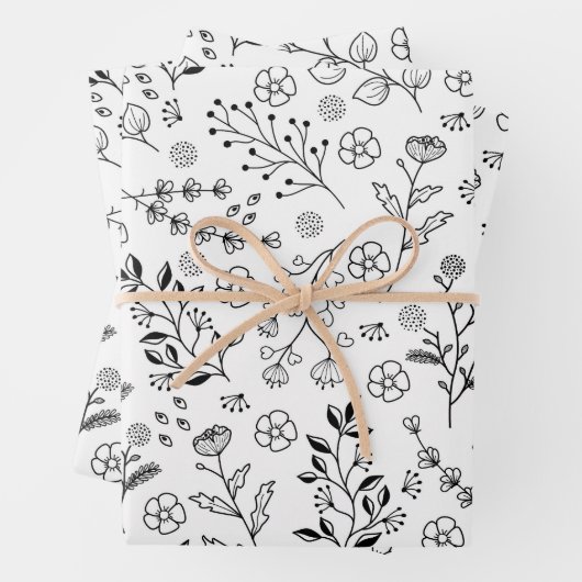 Muster botanische und wilde Blume Geschenkpapier Set (Beispiel)