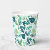 Muster botanisches Grün/Weiße Blätter Pappbecher (Rechts)