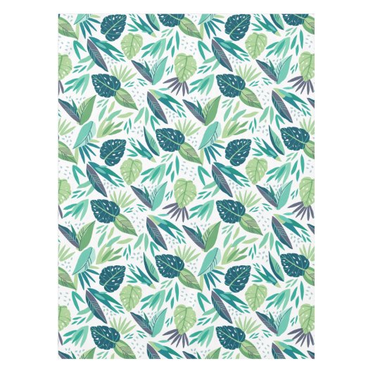Muster botanisches Grün/Weiße Blätter Tischdecke (Vorderseite)