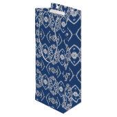 Muster Bright Blue & White Snow Formen Geschenktüte Für Weinflaschen (Rückseite Schrägansicht)