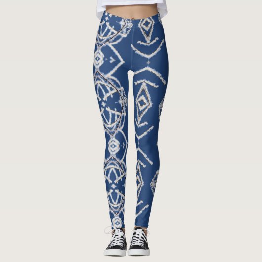 Muster Bright Blue & White Snow Formen Leggings (Vorderseite)