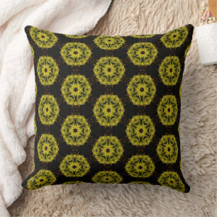 Muster Chartreuse und Brown Kaleidoscope Kissen