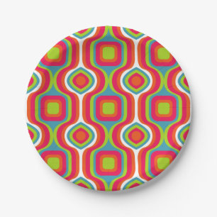 Muster Colorfull Stilvoll Geometrisch Vintag Niedl Pappteller