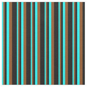 Muster Cyan, Brown und Black Stripes Stoff