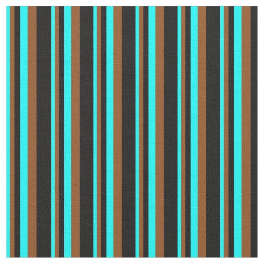 Muster Cyan, Brown und Black Stripes Stoff (Nahaufnahme)