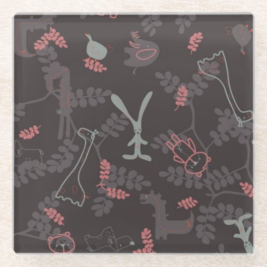 Muster, das Babytiere 1 anzeigt Glasuntersetzer (Vorderseite)