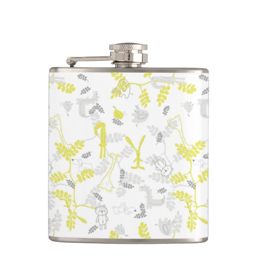 Muster, das Babytiere 2 anzeigt Flachmann (Vorderseite)