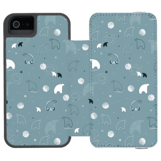 Muster, das ein niedliches polares anzeigt incipio iPhone Geldbeutel-Hülle (Folio Geöffnet)