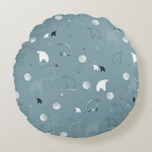 Muster, das ein niedliches polares anzeigt rundes kissen