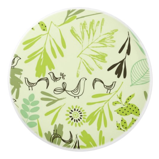 Muster, das kleine Vogelbabys anzeigt Keramikknauf (Vorderseite)