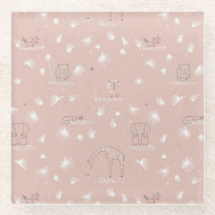 Muster, das niedliche Babydschungeltiere anzeigt Glasuntersetzer