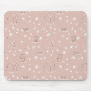Muster, das niedliche Babydschungeltiere anzeigt Mousepad