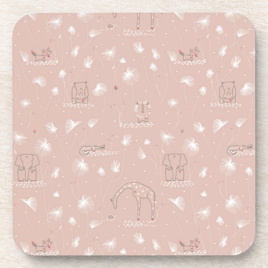 Muster, das niedliche Babydschungeltiere anzeigt Untersetzer (Vorderseite)