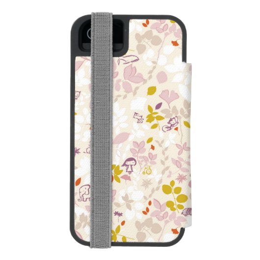 Muster, das wunderliche Tiere anzeigt Incipio iPhone Geldbeutel-Hülle (Folio Rückseite)