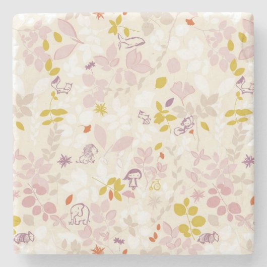 Muster, das wunderliche Tiere anzeigt Steinuntersetzer (Vorderseite)