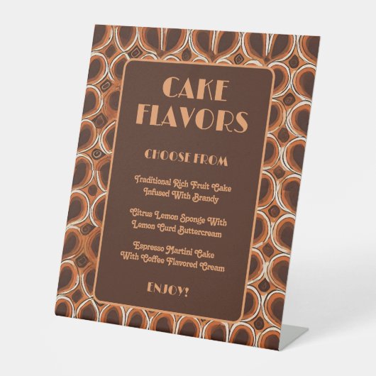 Muster der 1970er Jahre | Cake Flavor Wedding Sockelschild (Vorderseite)