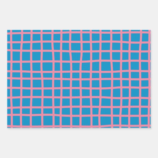 Muster der Abstrakten Gitterlinien in Blau und Ros Geschenkpapier Set (Vorderseite 3)