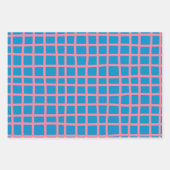 Muster der Abstrakten Gitterlinien in Blau und Ros Geschenkpapier Set (Vorderseite)