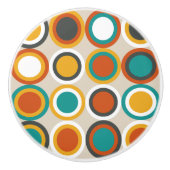 Muster der Aquamarin-braunen Kreise der Funky 1970 Keramikknauf (Vorderseite)