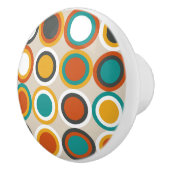 Muster der Aquamarin-braunen Kreise der Funky 1970 Keramikknauf (Rechts)