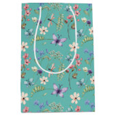 Muster der aquamarinen Wildblume Mittlere Geschenktüte (Vorderseite)