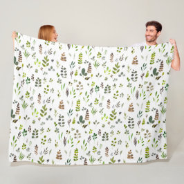 Muster der Aquarellfarben Eukalyptus-Blätter Fleecedecke