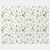 Muster der Aquarellfarben Eukalyptus-Blätter Fleecedecke (Vorderseite (Horizontal))