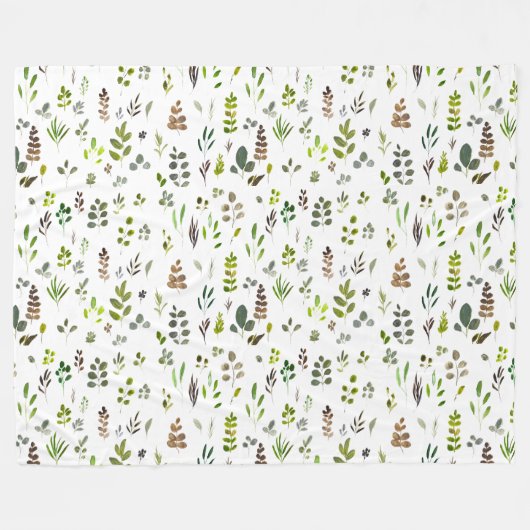 Muster der Aquarellfarben Eukalyptus-Blätter Fleecedecke (Vorderseite (Horizontal))