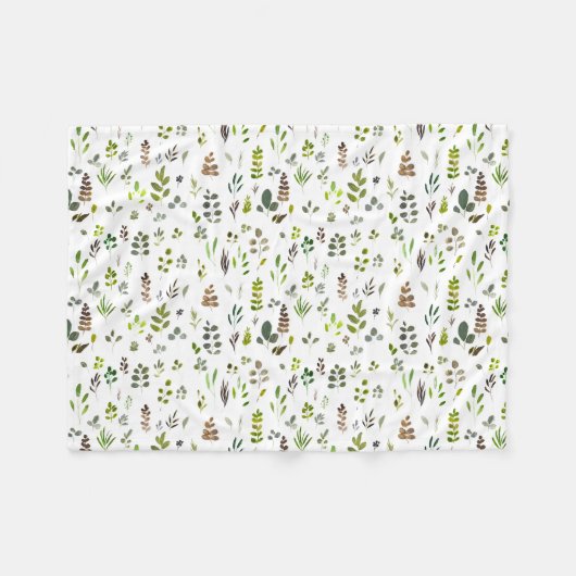 Muster der Aquarellfarben Eukalyptus-Blätter Fleecedecke (Vorderseite (Horizontal))