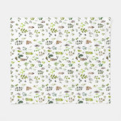 Muster der Aquarellfarben Eukalyptus-Blätter Fleecedecke (Vorderseite (Horizontal))