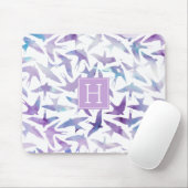 Muster der Aquarellvögel und Monogramm Mousepad (Mit Mouse)