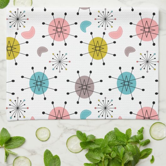 Muster der atomaren Retro-Sternexplosion Geschirrtuch (Gefaltet)