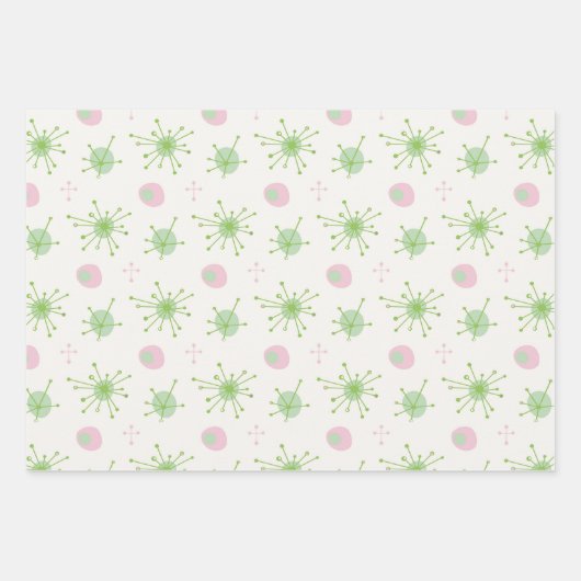 Muster der atomaren Sternexplosion Mitte Pink, grü Geschenkpapier Set (Vorderseite)