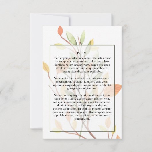 Muster der Beerdigungskarte (Rückseite)